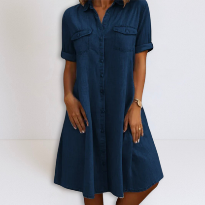 Maria | Denim Mini Dress with Side Pockets