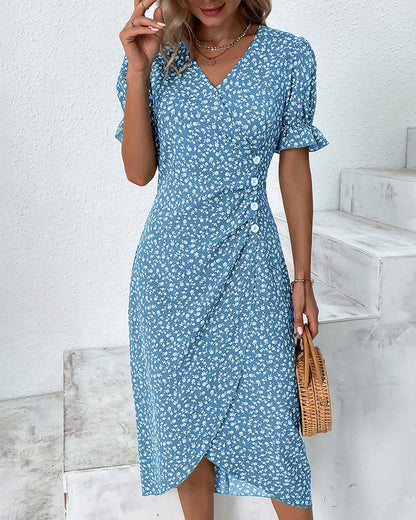 Ellaine | Women's Floral Tummy Covering Summer Midi Dress