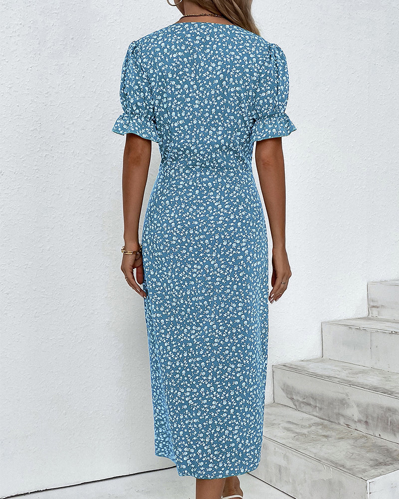 Ellaine | Women's Floral Tummy Covering Summer Midi Dress