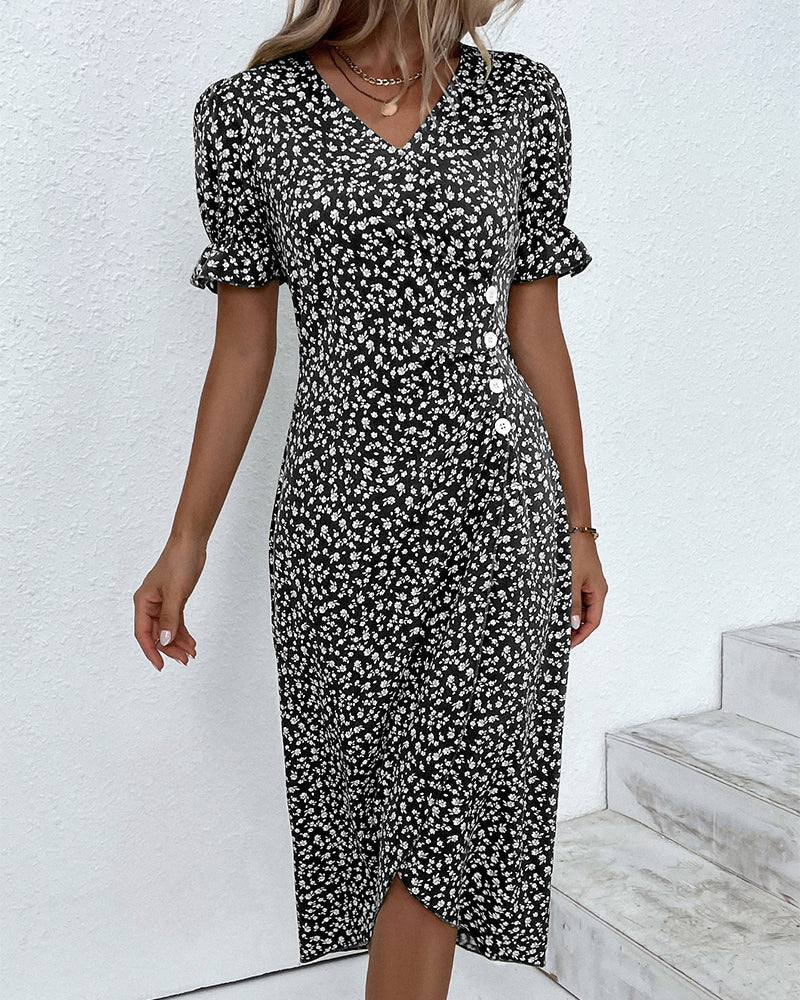 Ellaine | Women's Floral Tummy Covering Summer Midi Dress