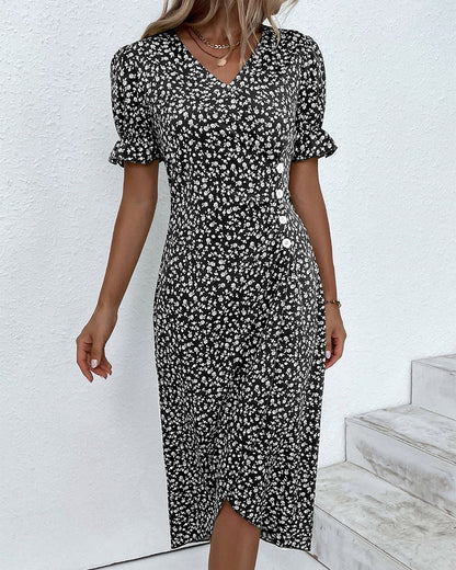 Ellaine | Women's Floral Tummy Covering Summer Midi Dress