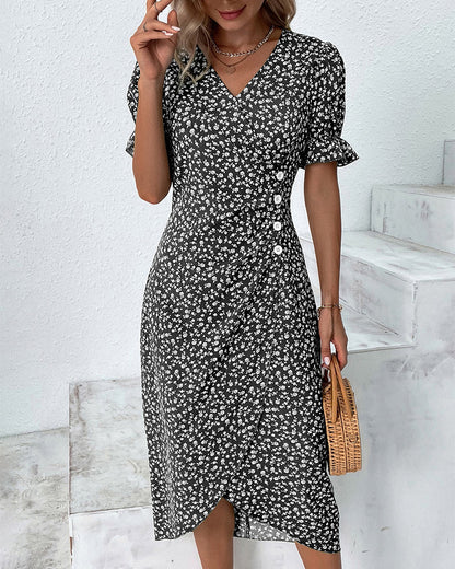 Ellaine | Women's Floral Tummy Covering Summer Midi Dress