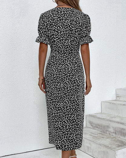 Ellaine | Women's Floral Tummy Covering Summer Midi Dress
