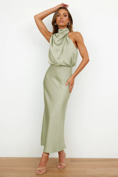 Carlina | Women's Long Maxi dress with halter neckline