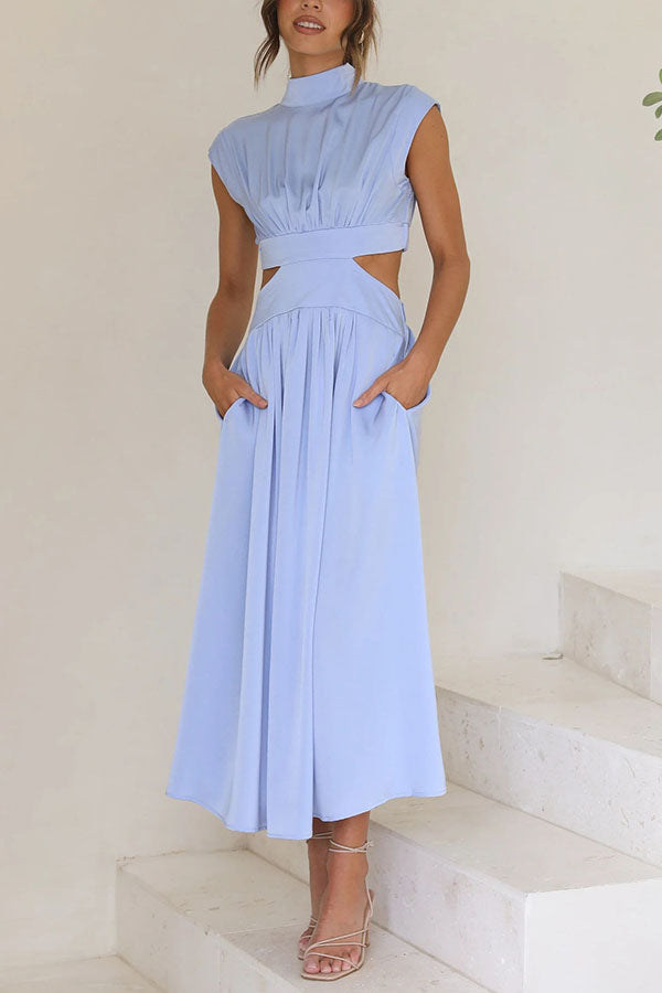 Quincy | Women's Midi Dress with Cut-Out and Pockets