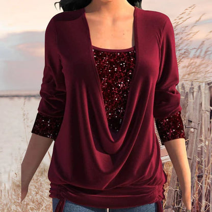 Kiara | Women's Cropped Long Sleeve Sequin Shirt