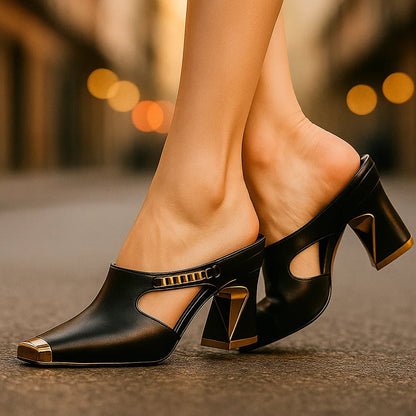 Alessia | Women's Cushioned Square-Toe Chic Heels with Arch Support and Cut-Out