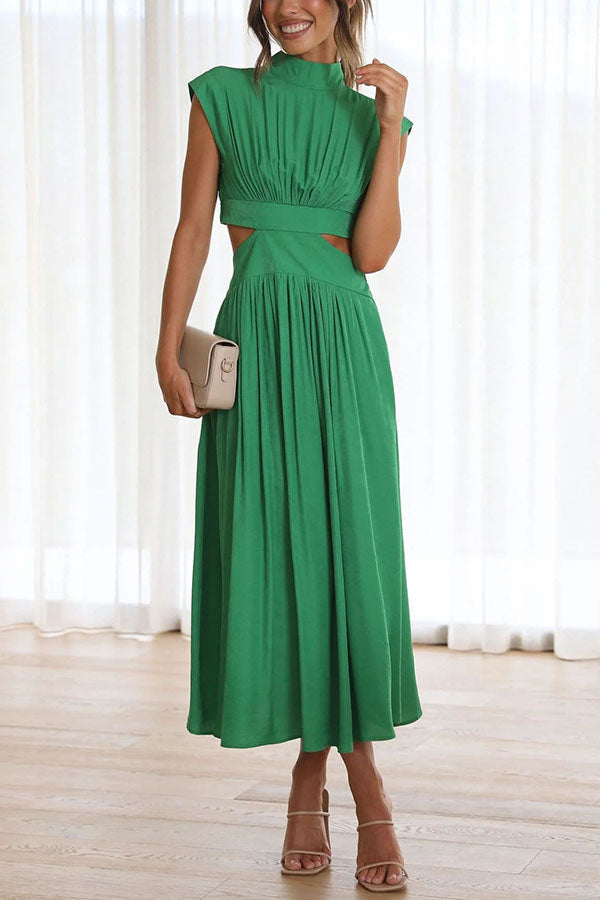 Quincy | Women's Midi Dress with Cut-Out and Pockets