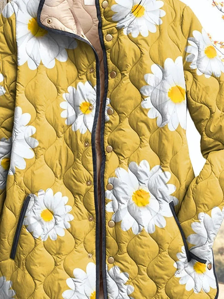 Women's Relaxed Jacket with Charming Daisy Pattern