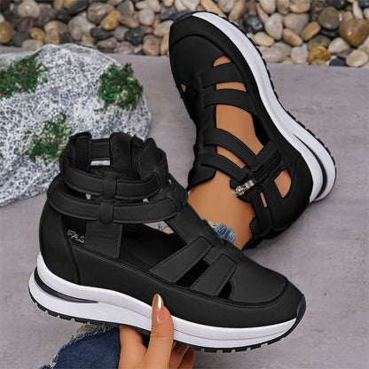Women's Cushioned Open-Toe Lightweight Wedge Sandals with Side Zip for Ultimate Comfort