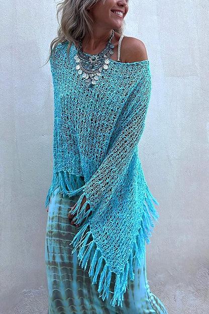 Women's Sunset Breeze Tassel Cover-Up with Hollow-Out Design