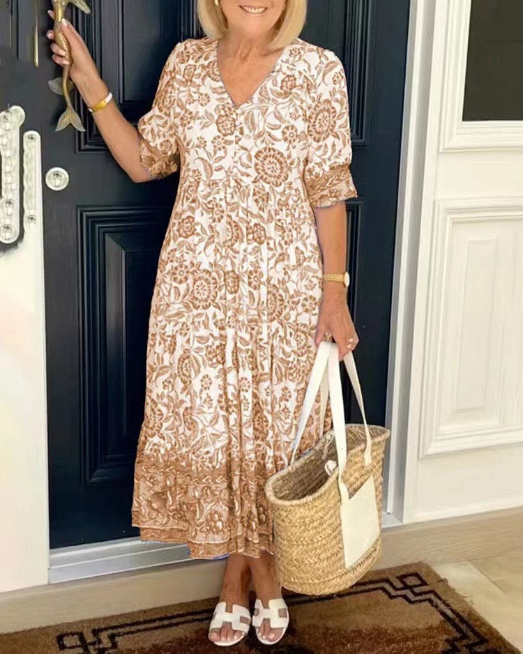 Keisha | Women's Elegant Floral V-Neck Maxi Dress