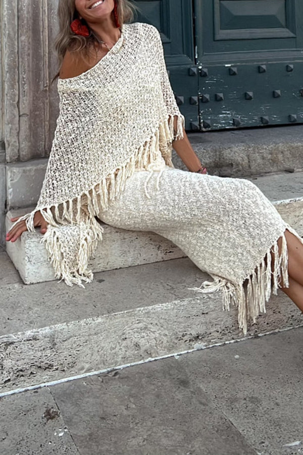 Women's Sunset Breeze Tassel Cover-Up with Hollow-Out Design
