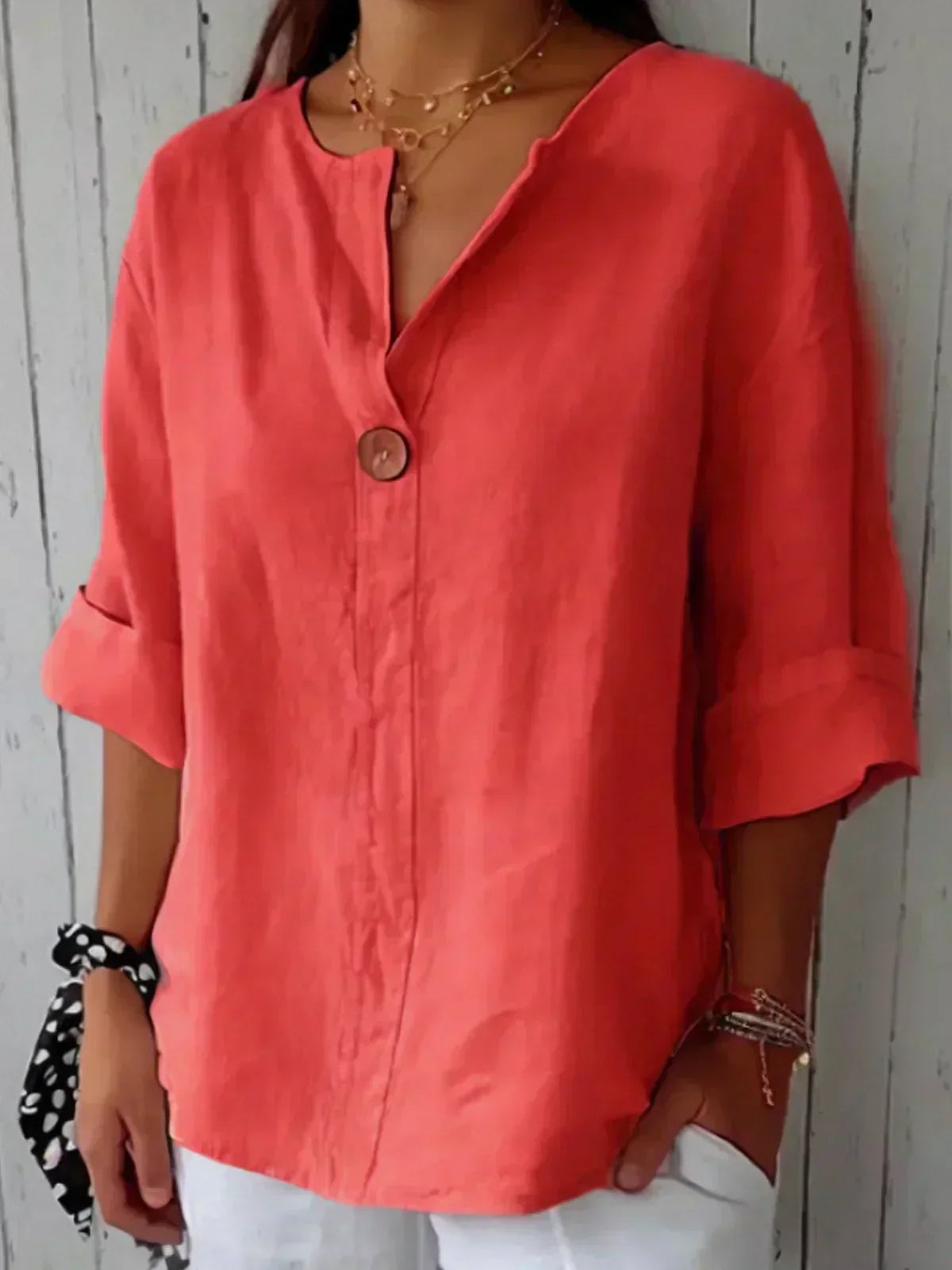 Angela | Women's Longline Casual V-Neck Blouse
