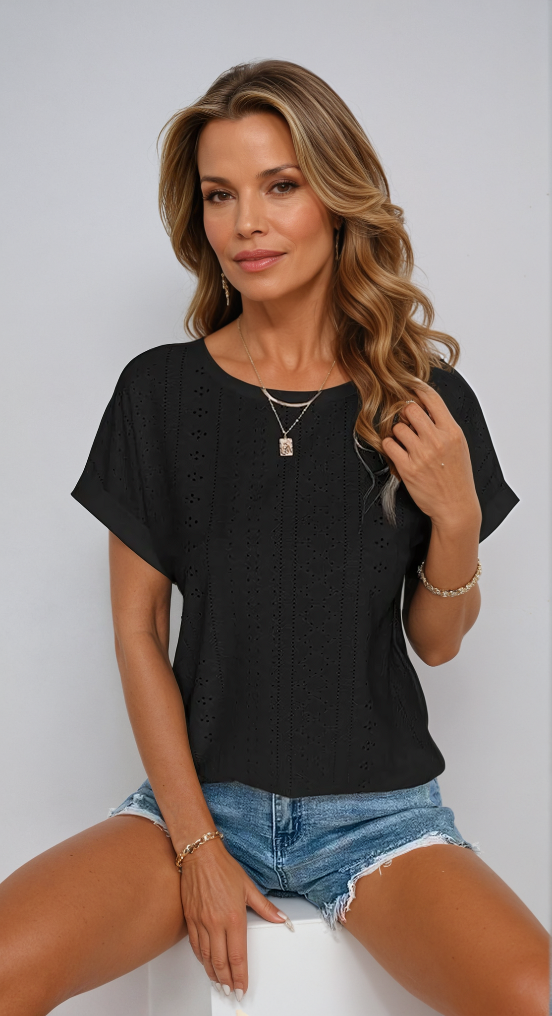 Riza | Women's Relaxed Casual Eyelet Top
