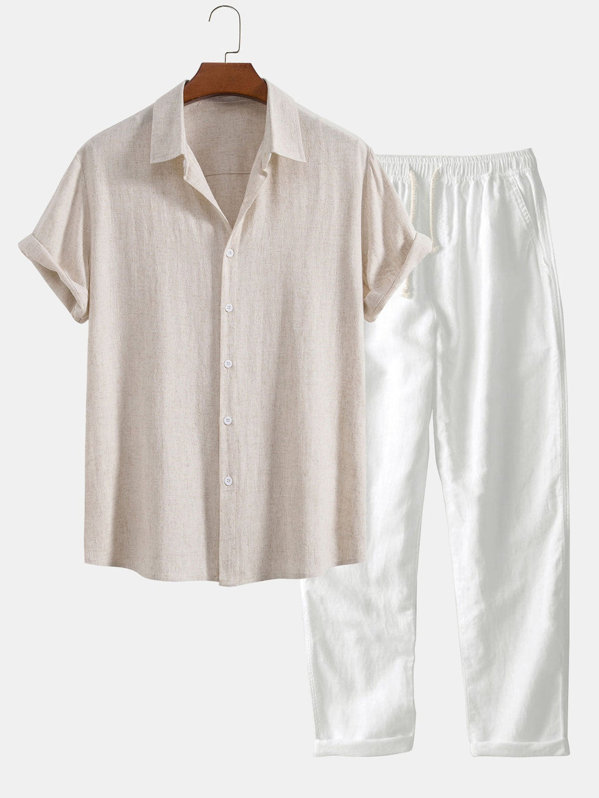 Men's Button-Up Shirt and Straight Leg Trousers in Blend