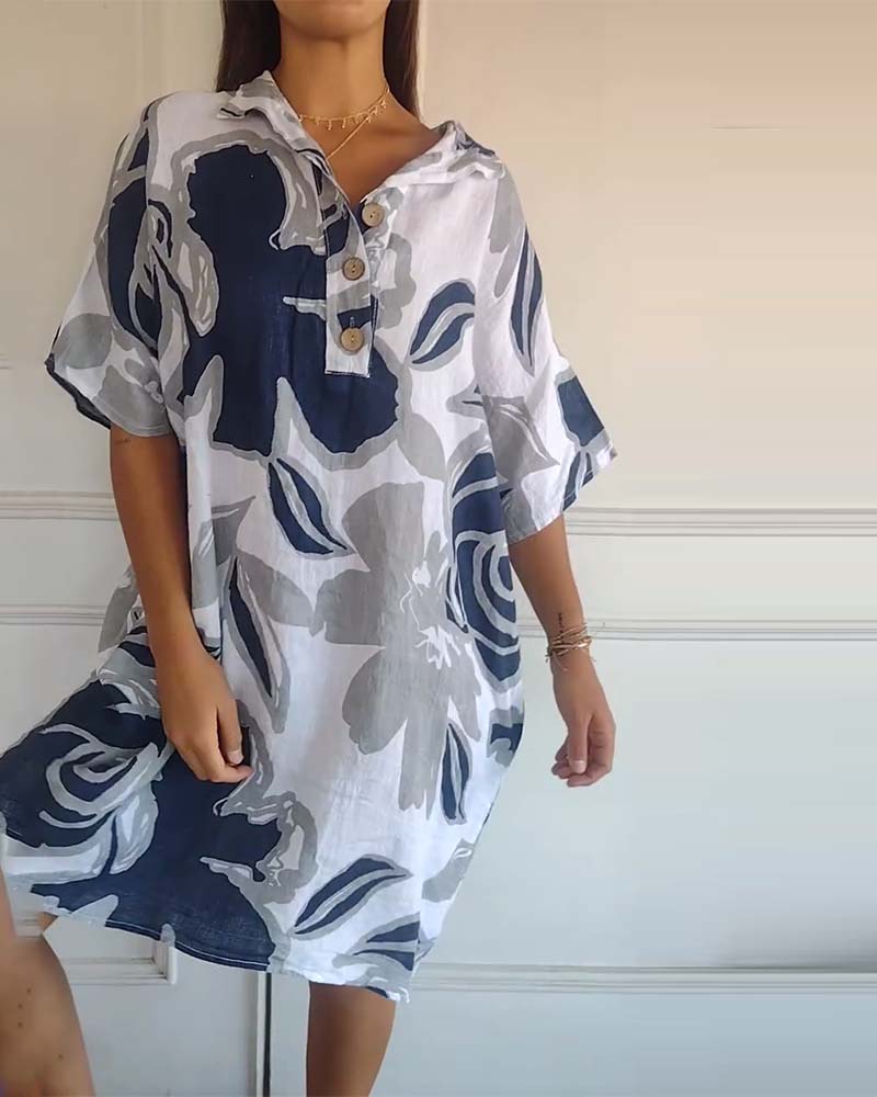 Bianca | Women's Relaxed Floral Shirt Dress with Pockets