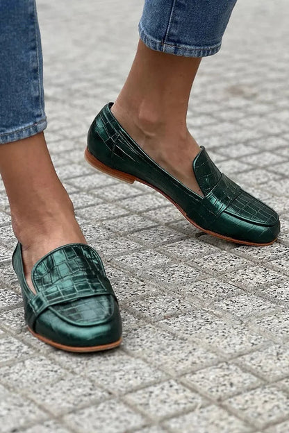 Women's Cushioned Slip-On Crocodile Effect Loafer