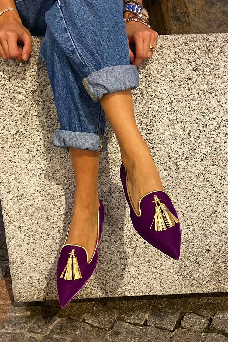 Women's Cushioned Pointed-Toe Loafer With Elegant Tassel