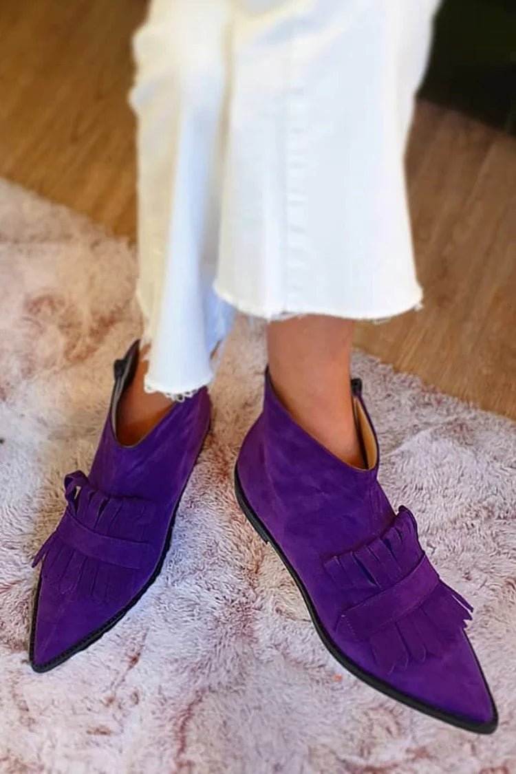 Women's Pointed-Toe Fringe Ankle Boots