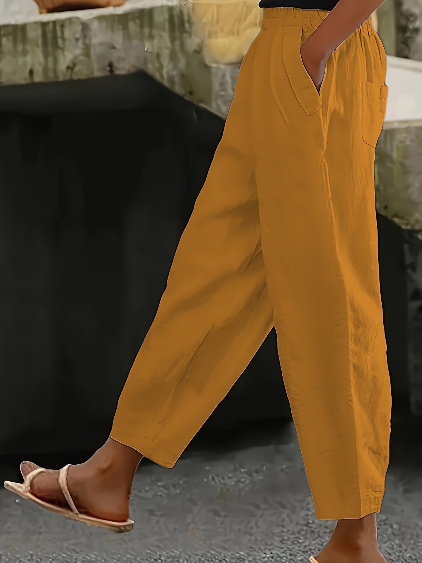 Rachel | Women's Comfy Elastic Waist Capris with Pockets