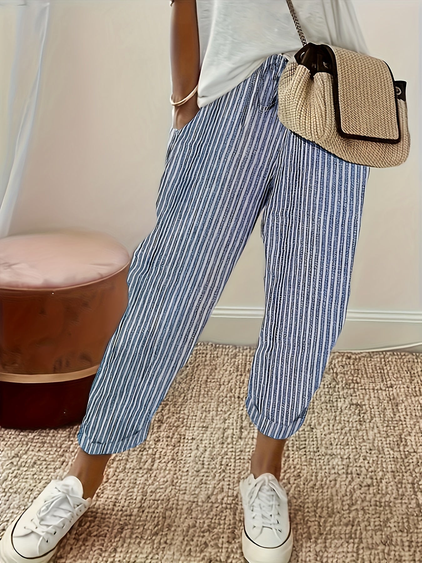 Elena | Women's Striped Wide-Leg Trousers