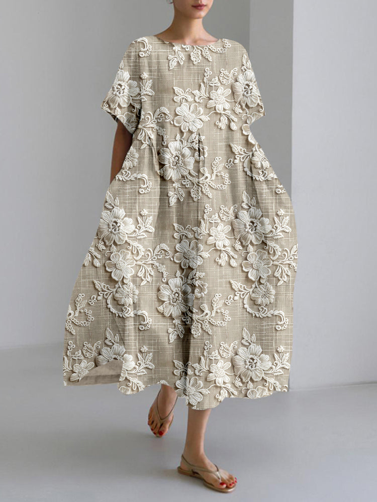 Zariel | Women's Blossom Print Midi Dress with Pockets
