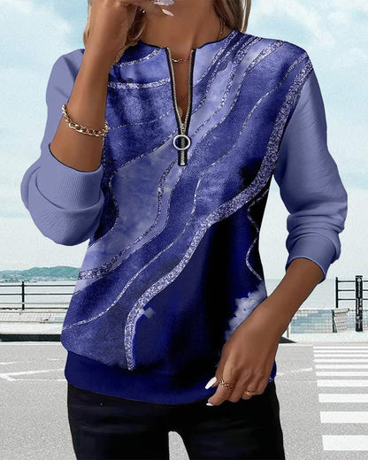Jonah | Women's Relaxed Printed Vintage Half-Zip Sweatshirt