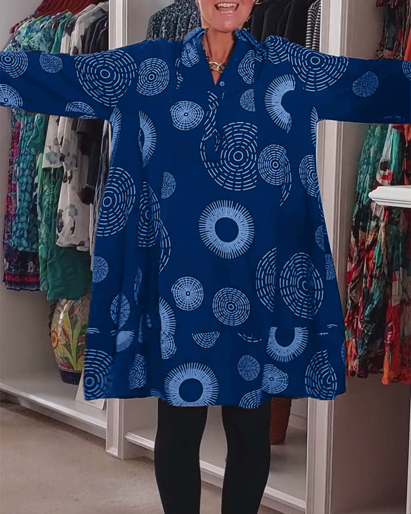 Marlene | Women's Casual Geometric Print Midi Dress
