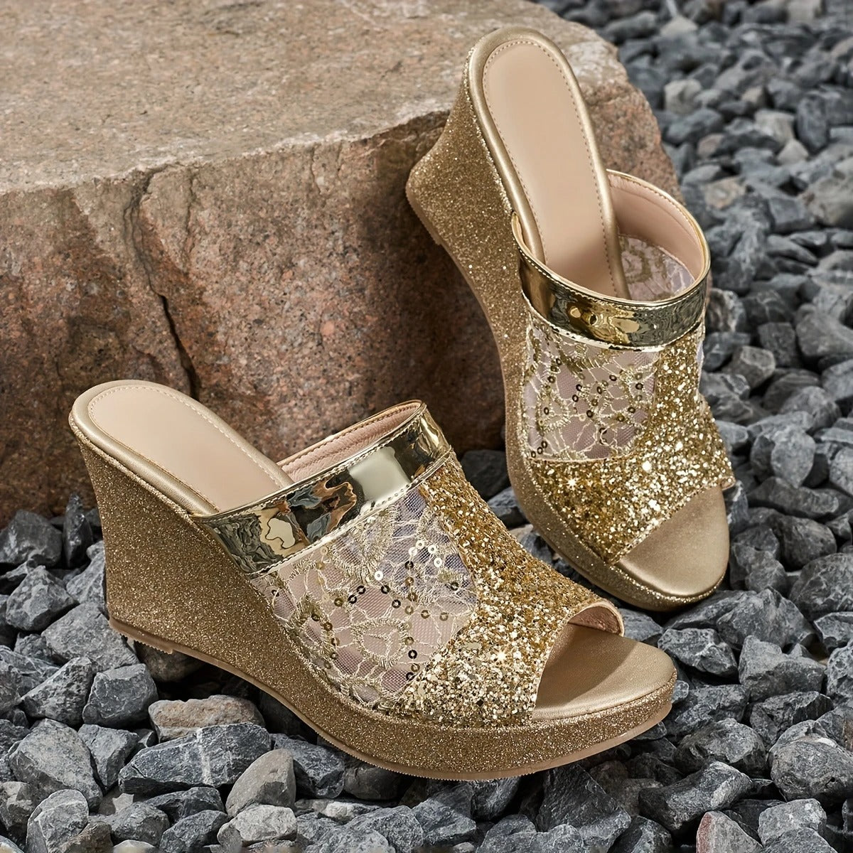 Alexis | Women's Open-Toe Elegant lace high-heeled sandals with Sequins