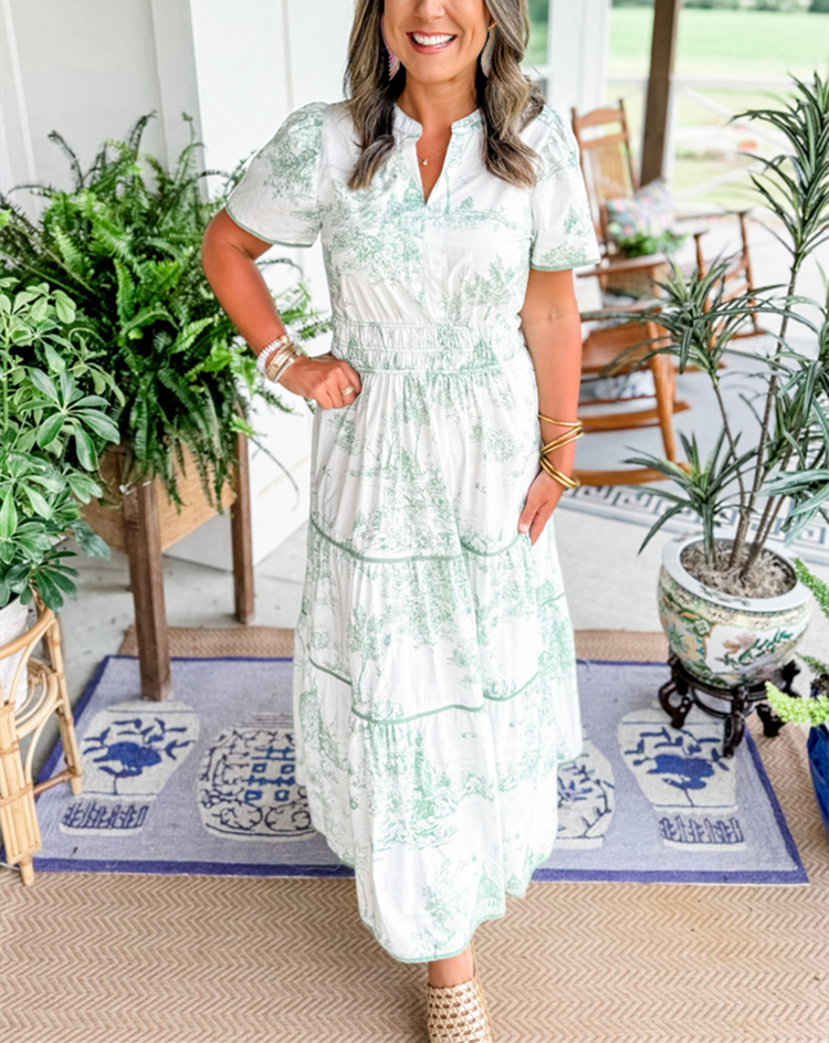 Eliza | Women's Classic Toile Maxi with Smocking