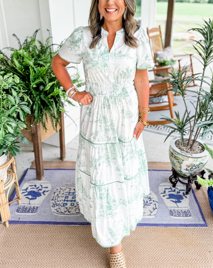 Eliza | Women's Classic Toile Maxi with Smocking