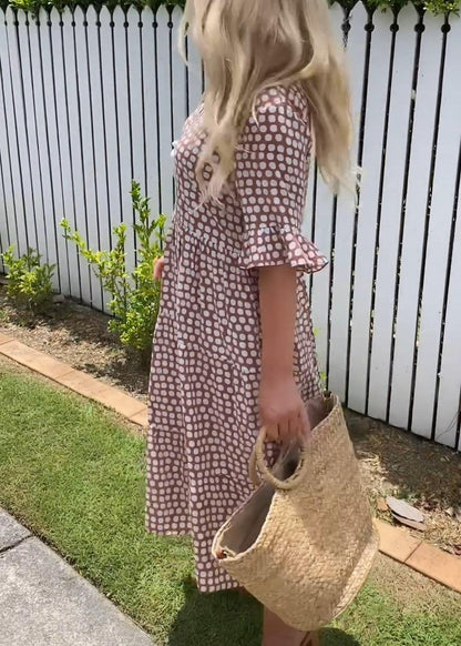 Nicola | Women's Polka Dot Relaxed Short-Sleeve Midi Dress