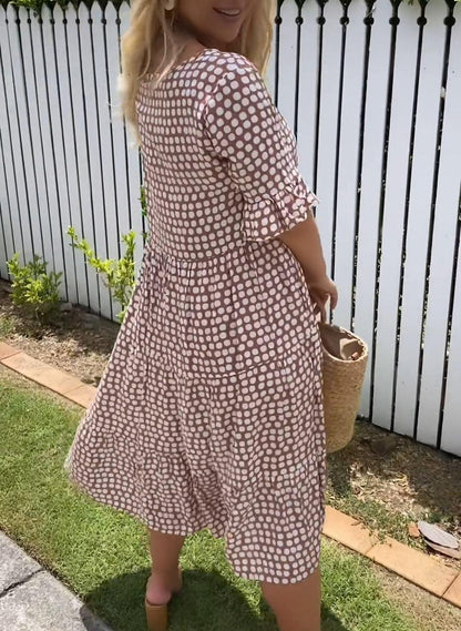 Nicola | Women's Polka Dot Relaxed Short-Sleeve Midi Dress