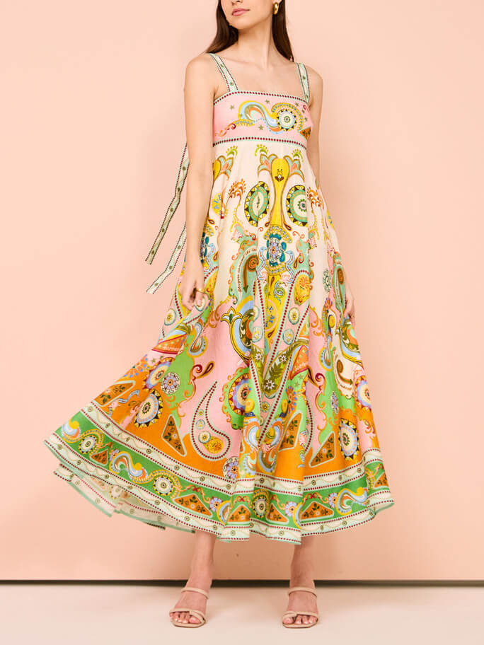 Women's Relaxed Unique Holiday Print Madi Camisole Midi Dress