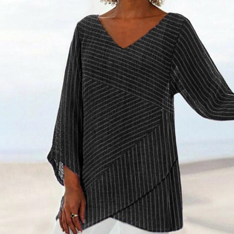Serenya | Women's Relaxed Draped Stripe Top