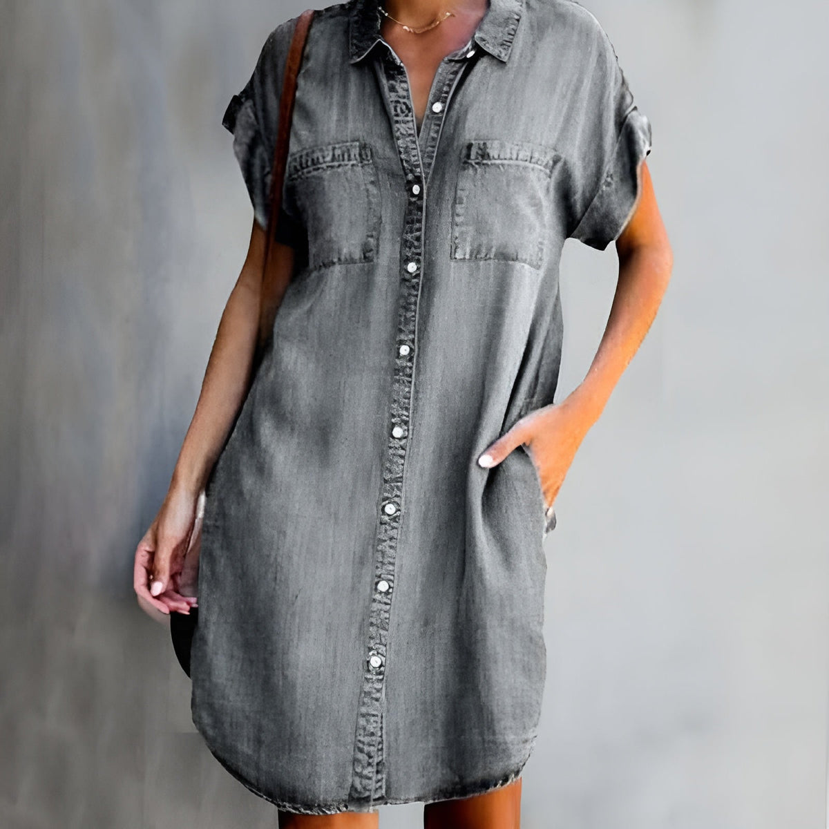 Diane | Women's Casual Button-Up Shirt Midi Dress