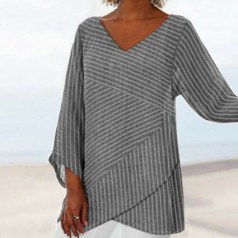 Serenya | Women's Relaxed Draped Stripe Top