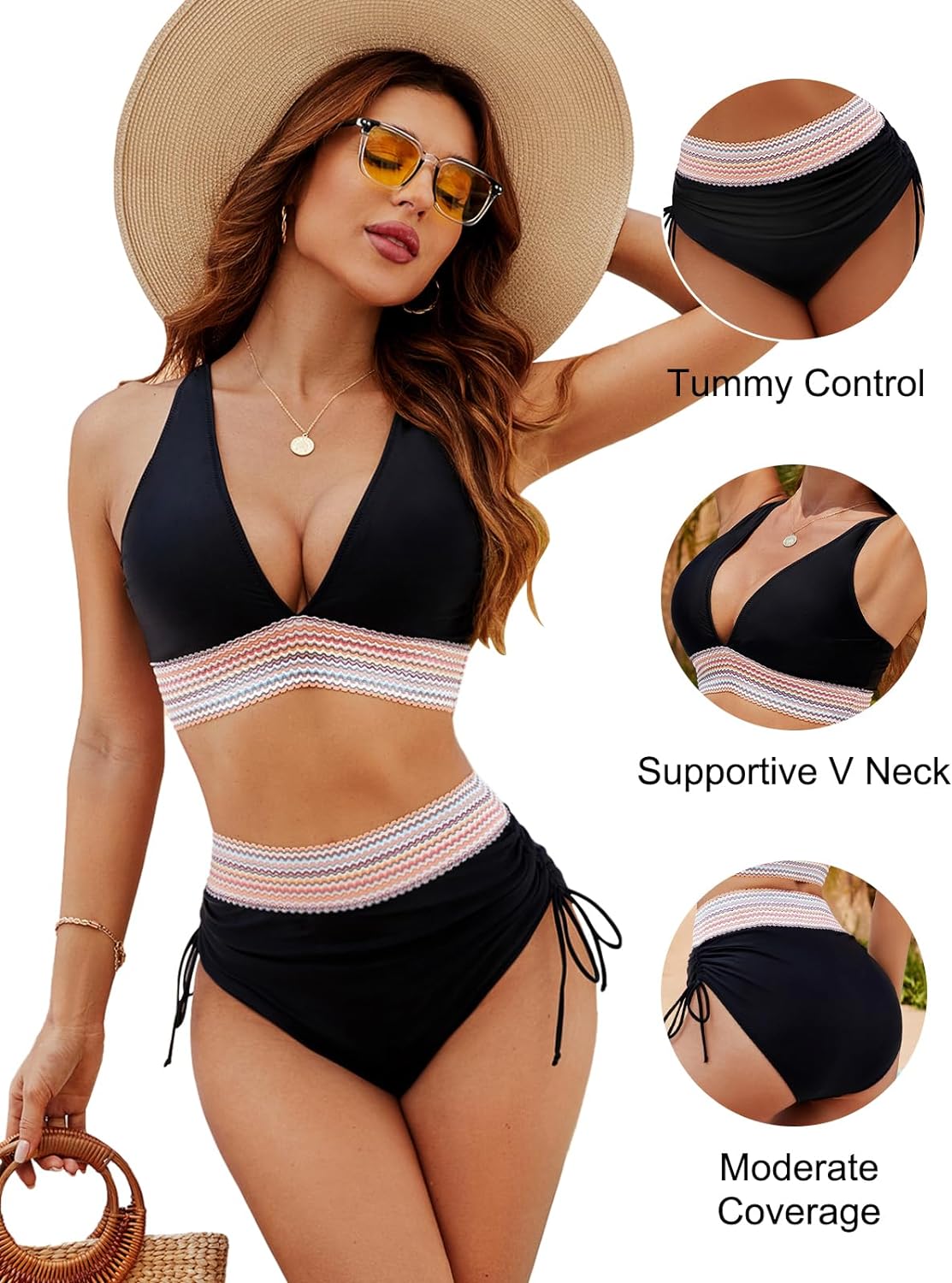 Lily | Women's Trendy Tummy Control Bikini with Drawstring
