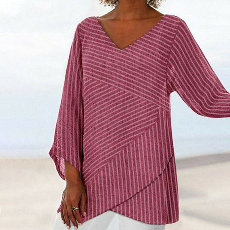 Serenya | Women's Relaxed Draped Stripe Top