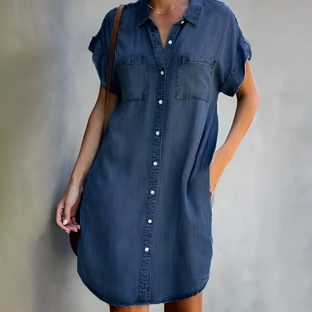 Diane | Women's Casual Button-Up Shirt Midi Dress