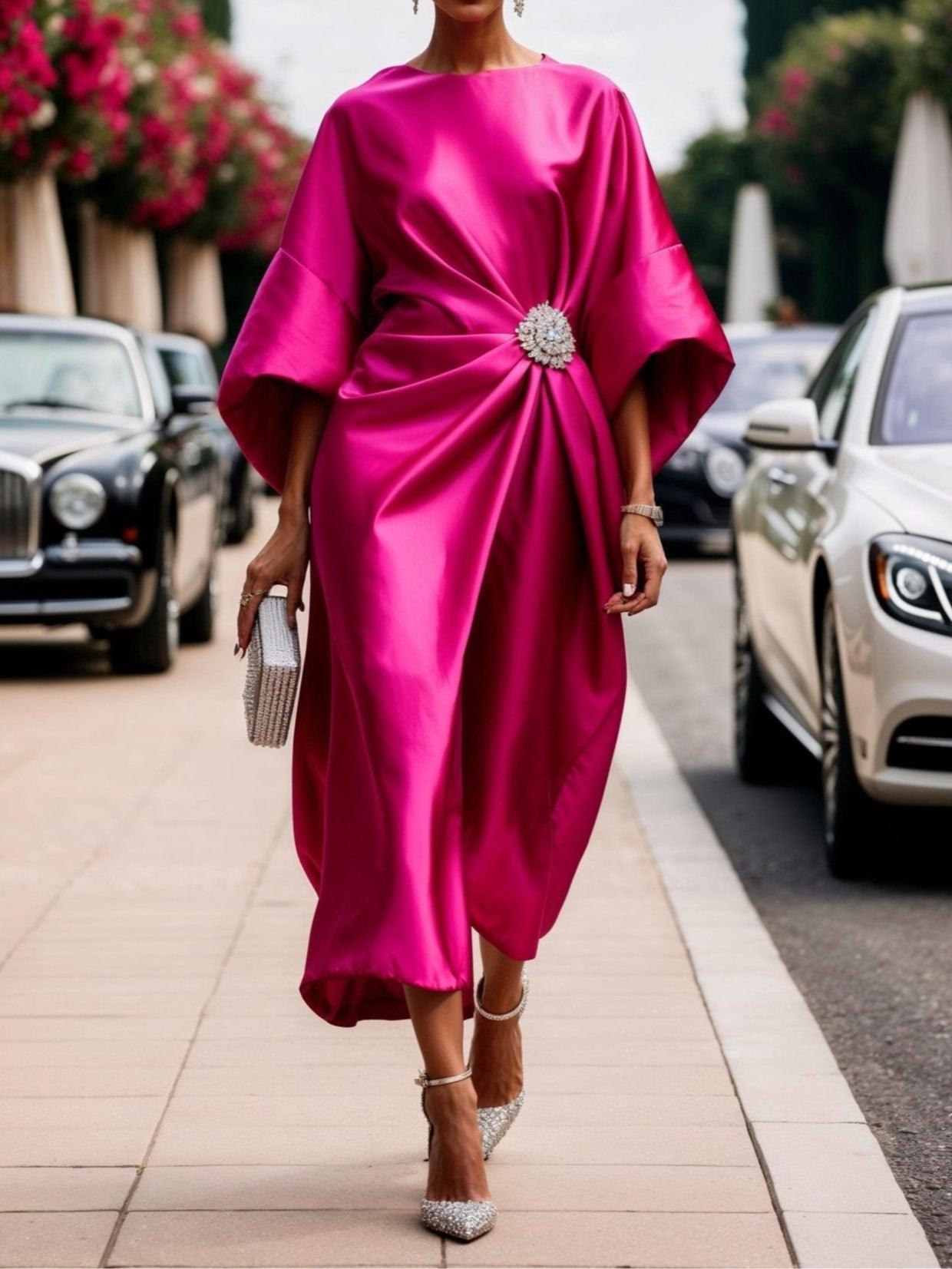 Women's Elegant Shimmer Maxi Dress with Ruching