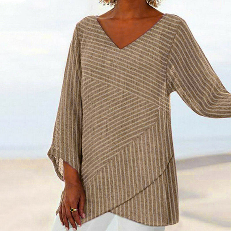 Serenya | Women's Relaxed Draped Stripe Top