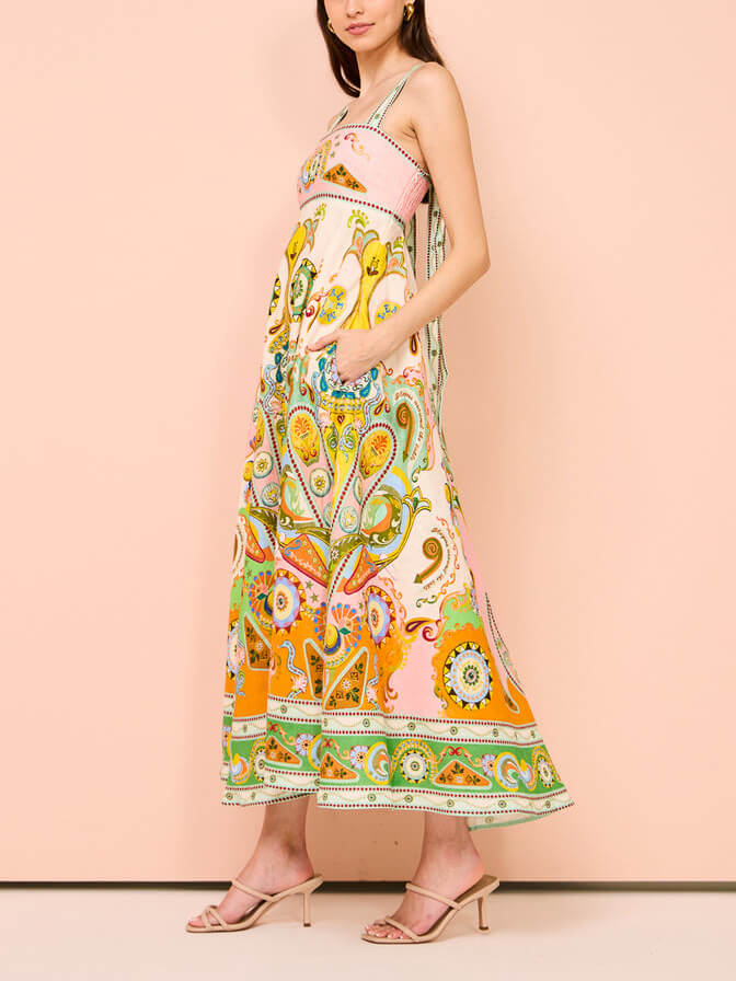 Women's Relaxed Unique Holiday Print Madi Camisole Midi Dress