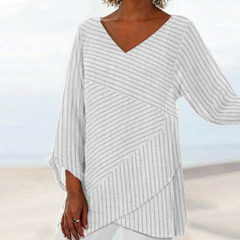 Serenya | Women's Relaxed Draped Stripe Top
