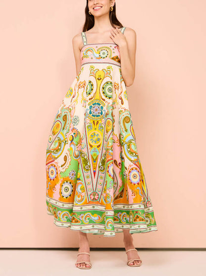 Women's Relaxed Unique Holiday Print Madi Camisole Midi Dress
