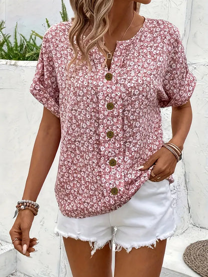 Verna | Women's Cropped Chic Floral Print Blouse