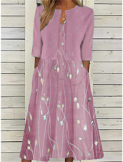 Elise | Women's Floral Two-Piece Midi Dress with Pockets
