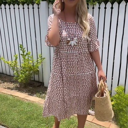Nicola | Women's Polka Dot Relaxed Short-Sleeve Midi Dress
