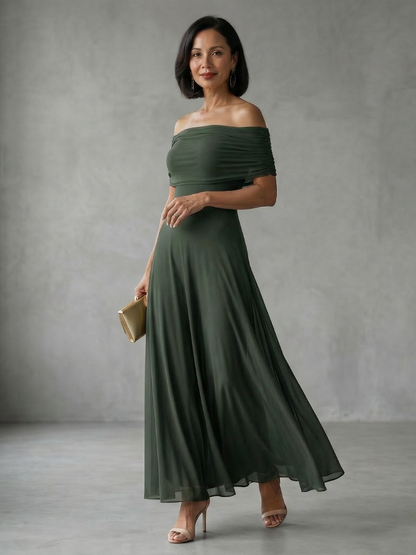 June | Women's Off Shoulder Draped Midi Dress